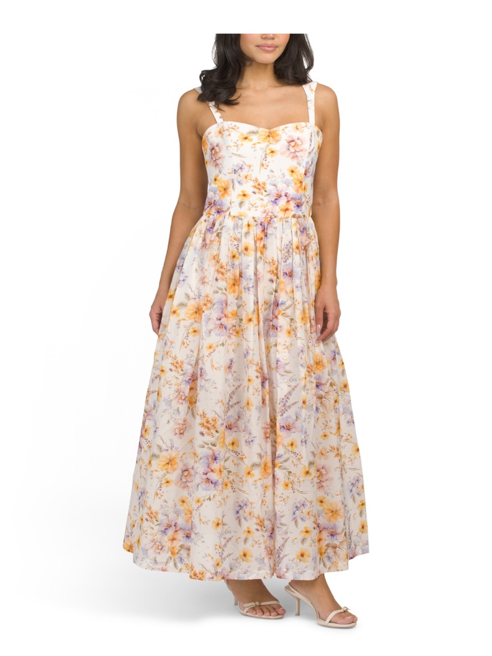 Aqua Blu silk blend Lilas drop waist maxi dress
